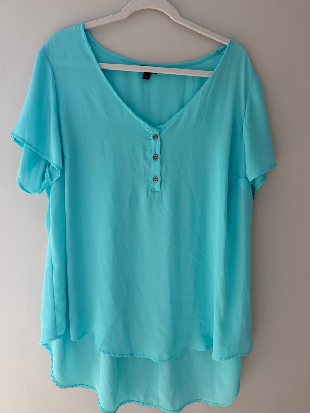 torrid Aqua V-Neck Button Front Blouse